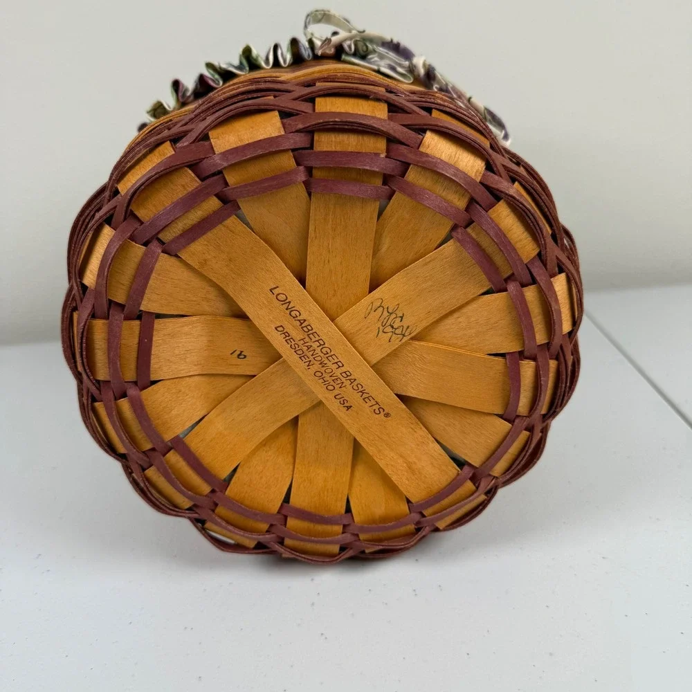 Vintage Longaberger 1996 Sweet Pea Basket Floral Liner Plastic Liner Cottagecore
